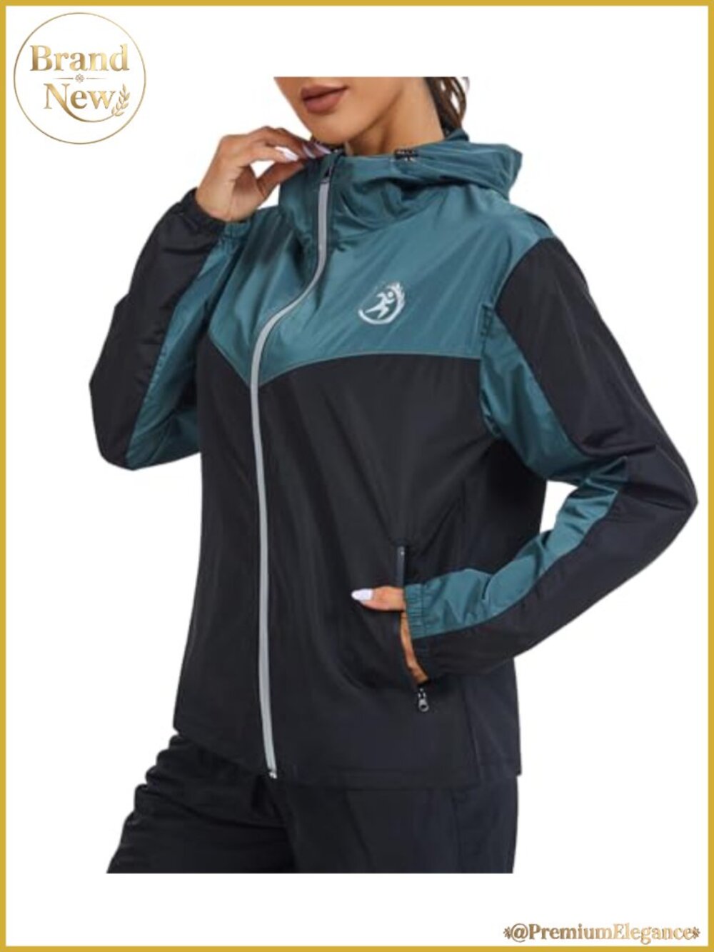 Women's Waterproof Raincoat Lightweight Windbreaker Zipper Jacket with Hood